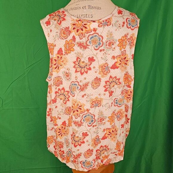 J Jill Love Linen Womens Floral Sleeveless Twist Front‎ Top Blouse 2X - Picture 2 of 6